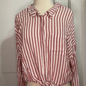 ⭐️Velvet Heart Pink Stripes Women Poli Shirt M⭐️